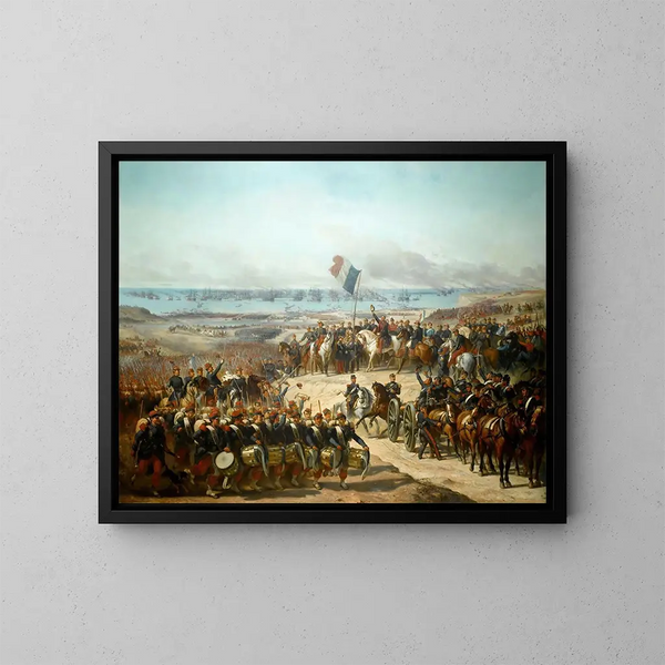 French army landing at Old Port, September 14, 1854 - Félix-Joseph Barrias — framed artwork on a wall
