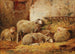 Kleine stal-scène met schapen - Félix Saturnin Brissot de Warville — weergave van het kunstwerk
