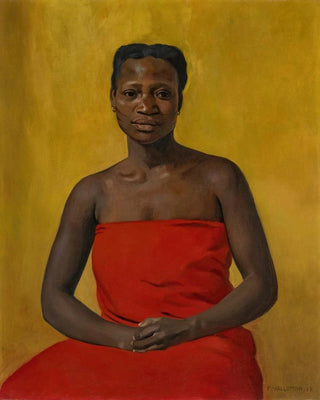 Flix Vallotton - Portrait de femme drape de rouge.webp