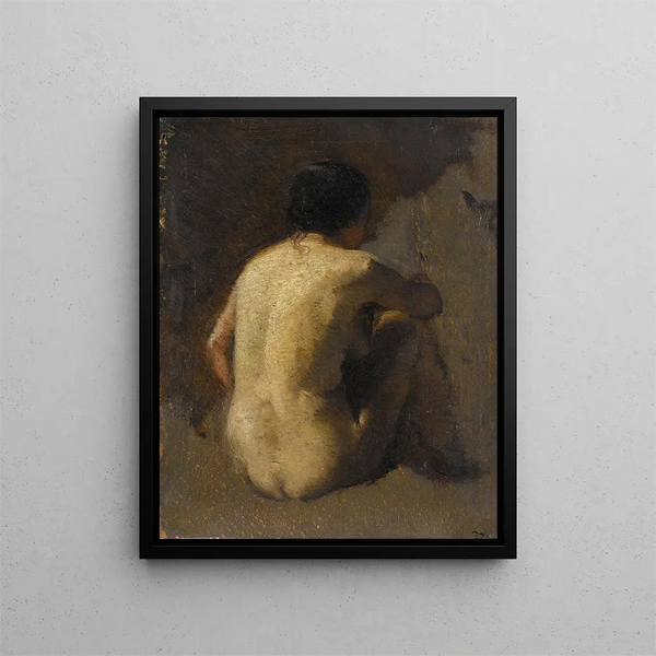 Vrouw naakt zittend gezien van achteren - Félix Ziem — ingelijst kunstwerk aan de muur