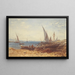 van vissers en boten aan de waterkant - Félix Ziem — ingelijst kunstwerk aan de muur