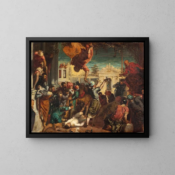 Het wonder van de slaaf, kopie naar Tintoret, of Het martelaarschap van Sint-Maarten - Félix Ziem — ingelijst kunstwerk aan de muur