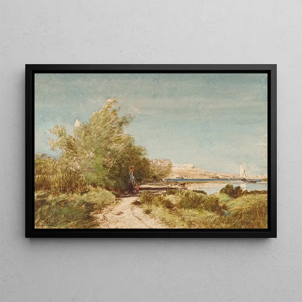 Martigues voor het huis van Ziem - Félix Ziem — ingelijst kunstwerk aan de muur