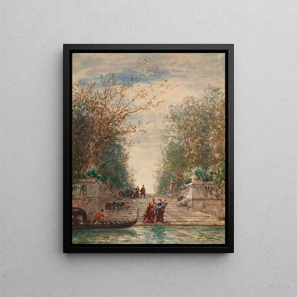 Martigues Venise L'entrée Du Jardin Français - Félix Ziem — ingelijst kunstwerk aan de muur