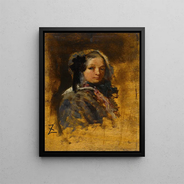 Portret van jonge vrouw - Félix Ziem — ingelijst kunstwerk aan de muur