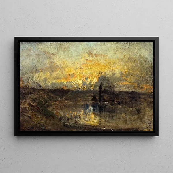 Draaiende rivier - Félix Ziem — ingelijst kunstwerk aan de muur