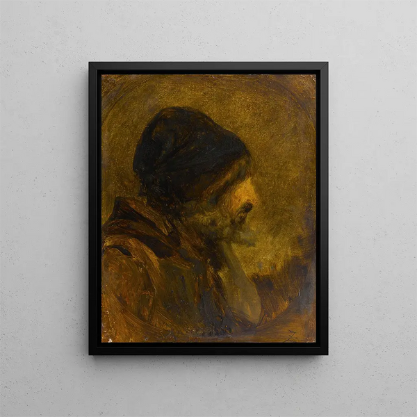 Hoofd van een man naar Rembrandt - Félix Ziem — ingelijst kunstwerk aan de muur