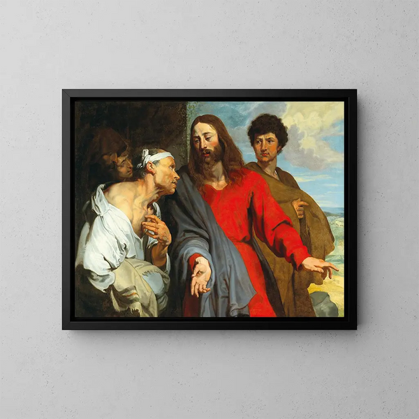 The Healing of the Paralytic - School of Antoine van Dyck — framed artwork on a wall