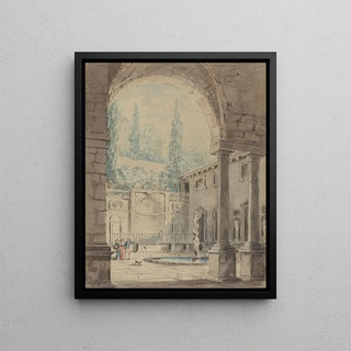 Follower of Hubert Robert - Courtyard of the Villa Pliniana.webp