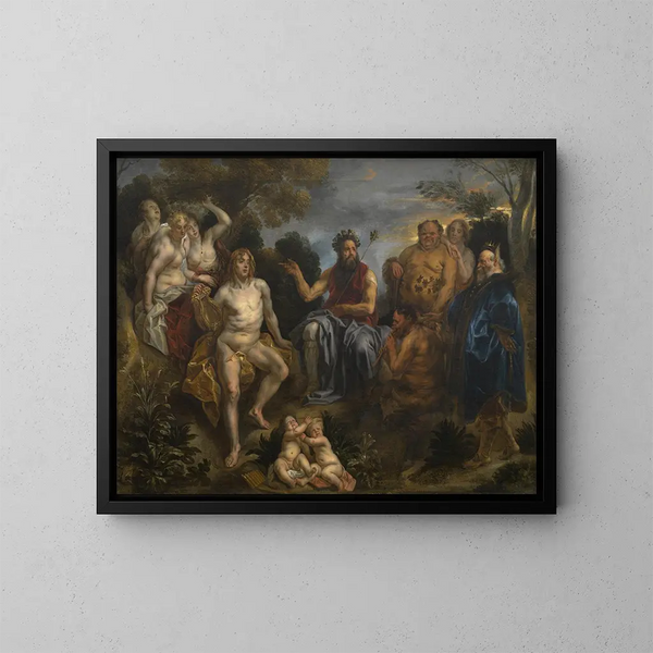 De Veroordeling van Midas - School van Jacob Jordaens — ingelijst kunstwerk aan de muur