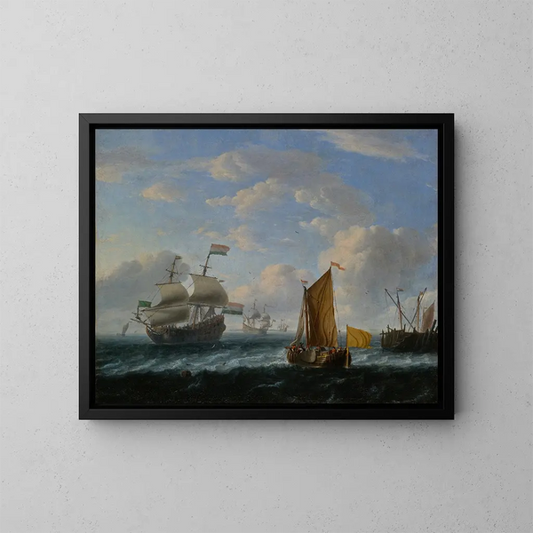 Dutch Warships - Ludolf Backhuysen School — framed artwork on a wall