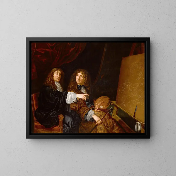 van het dubbele portret van Henri en Charles Beaubrun - School van Martin Lambert — ingelijst kunstwerk aan de muur