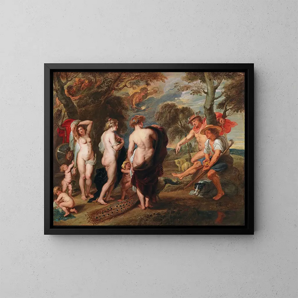 The Judgment of Paris - School of Peter Paul Rubens — framed artwork on a wall