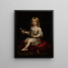 portret van een jonge jongen zittend op een kussen met bloemen - School van Pierre Mignard — ingelijst kunstwerk aan de muur