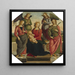 Madonna en Kind met twee engelen, heilige Roos en heilige Catharina van Alexandrië - Volgeling van Pietro Perugino — ingelijst kunstwerk aan de muur