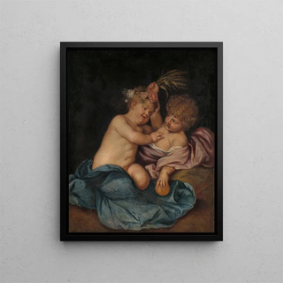 Follower of Thomas Willeboirts Bosschaert - Two Infants Personifications of Spring and Autumn.webp