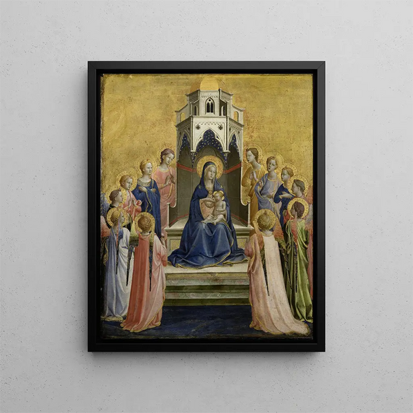 The Virgin and Child Enthroned with Twelve Angels - Fra Angelico — framed artwork on a wall