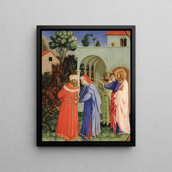 L'apôtre saint Jacques le Majeur libérant le magicien Hermogène - Fra Angelico — framed artwork on a wall