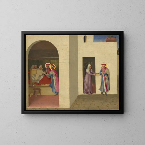 La guérison de Palladia par saint Côme et saint Damien - Fra Angelico — framed artwork on a wall