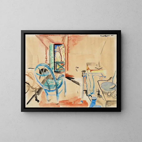 Binnen scène - Frances Hodgkins — ingelijst kunstwerk aan de muur