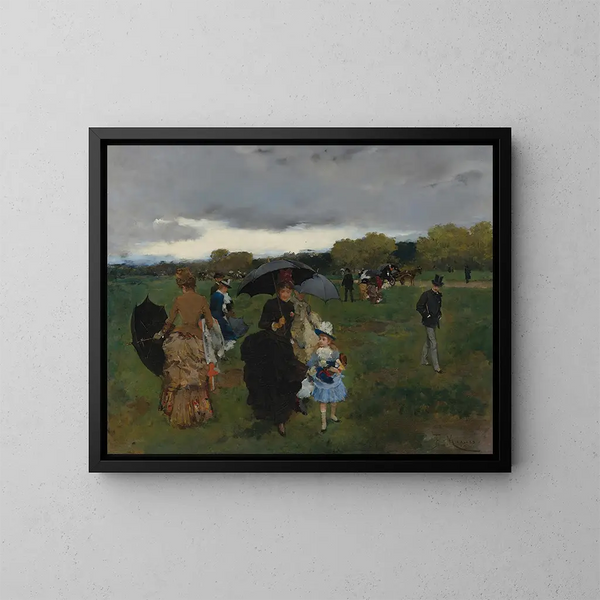 La tempête à venir sur le bois de Boulogne - Francesc Miralles i Galaup — framed artwork on a wall