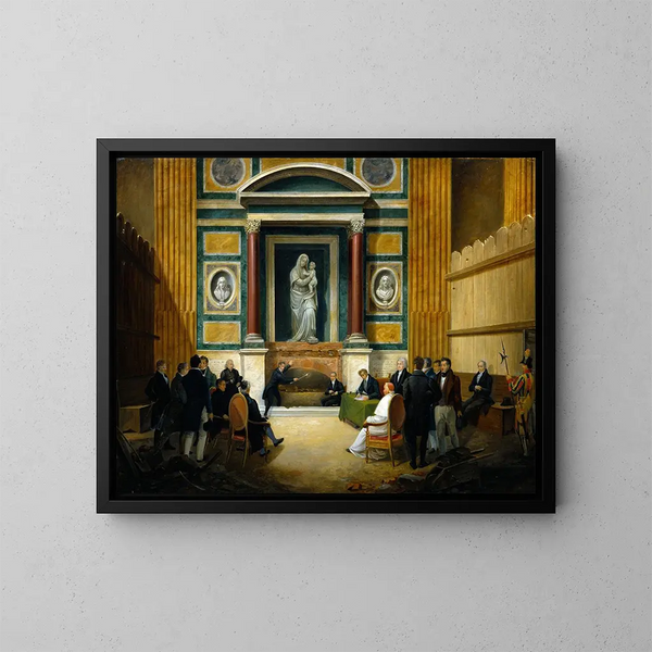 L'ouverture de la tombe de Raphaël au Panthéon 1833 - Francesco Diofebi — framed artwork on a wall