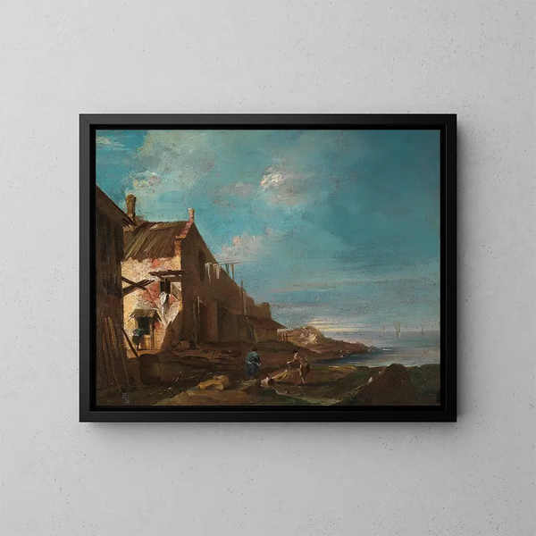 a coastal architectural caprice - Francesco Guardi — framed artwork on a wall