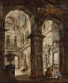 Een architectonisch fantasie - Francesco Guardi — weergave van het kunstwerk