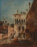 Een architectonisch fantasie met een campiello - Francesco Guardi — weergave van het kunstwerk