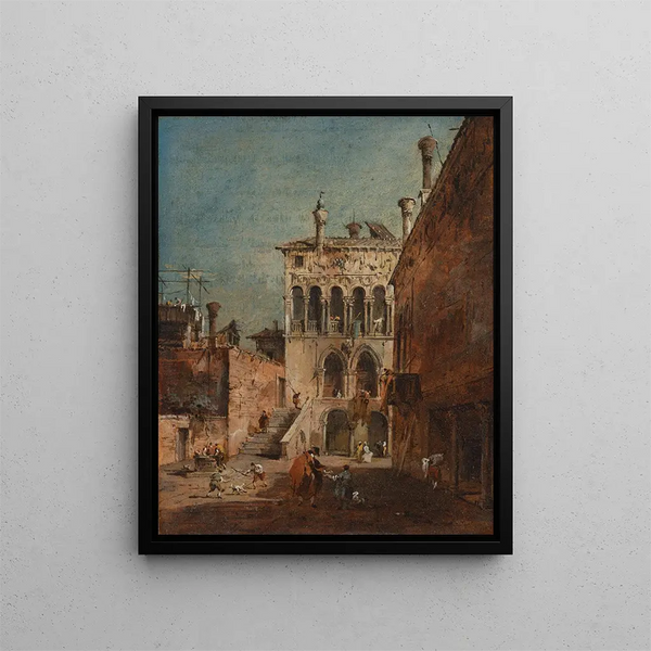 Un caprice architectural avec un campiello - Francesco Guardi — framed artwork on a wall