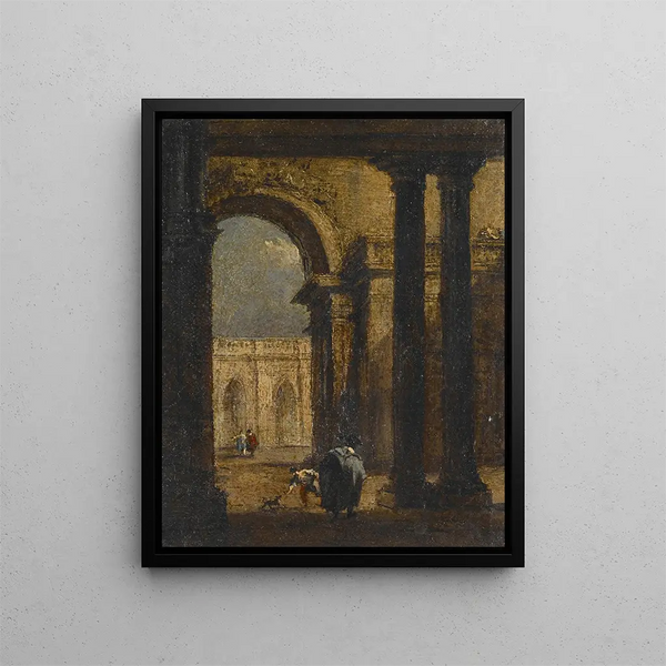 Cour du palais Capriccio - Francesco Guardi — framed artwork on a wall