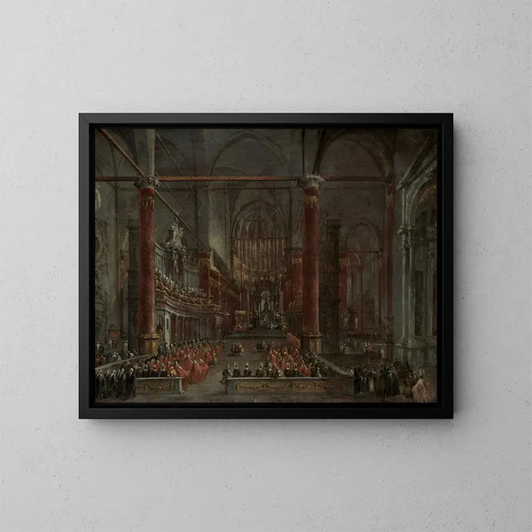 Cérémonie pontificale à SS Giovanni e Paolo, Venise, 1782 - Francesco Guardi — framed artwork on a wall