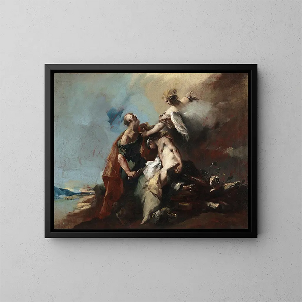 The Sacrifice of Isaac - Francesco Guardi — framed artwork on a wall