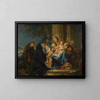 Francesco Lorenzi - The Holy Family With Saint Francesco Di Paola And A Franciscan Saint.webp