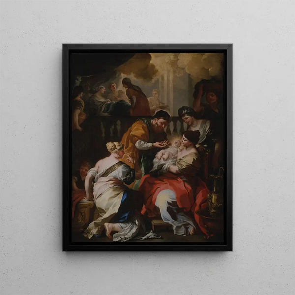 The Birth of the Virgin - Francesco Solimena — framed artwork on a wall