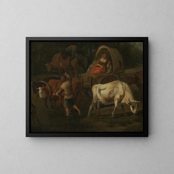 La charrette à bœufs - Francesco Zuccarelli — framed artwork on a wall