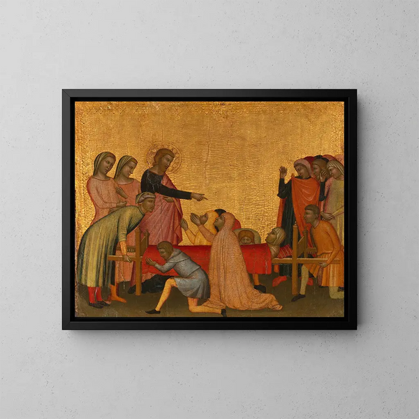 Sint Johannes de Evangelist herleeft Satheus - Francescuccio Ghissi — ingelijst kunstwerk aan de muur
