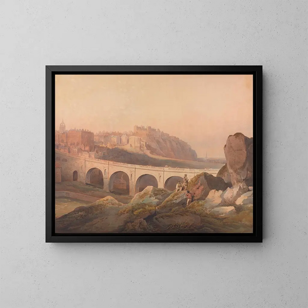 View of Edinburgh from Calton Hill - Francis Nicholson — framed artwork on a wall