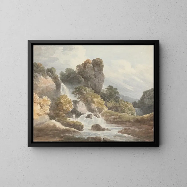 Waterfall - Francis Nicholson — framed artwork on a wall