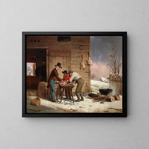 Preparation for Christmas: turkey plumage - Francis William Edmonds — framed artwork on a wall