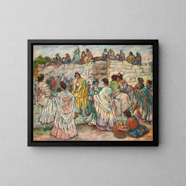 Manolas devant la arène - Francisco Iturrino — framed artwork on a wall