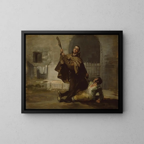 De broer Pedro slaat El Maragato met de loop van het geweer - Francisco de Goya — ingelijst kunstwerk aan de muur