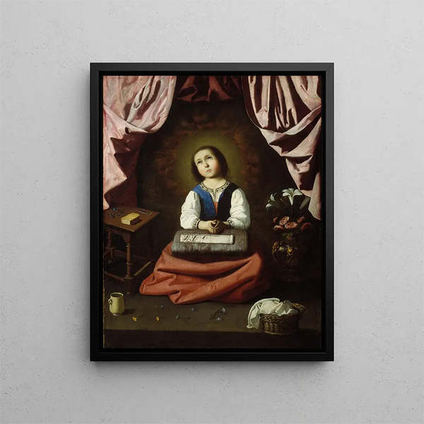 La Jeune Vierge - Francisco de Zurbarán — framed artwork on a wall