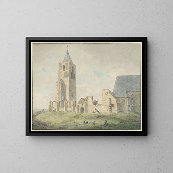 Rune van de Warmondse kerk - Franciscus Andreas Milatz — ingelijst kunstwerk aan de muur