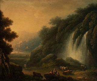 Franciszek Ksawery Lampi - Mountain landscape with a waterfall and staffage.webp