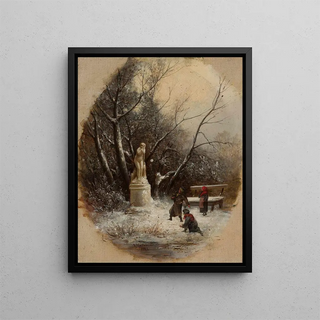 Franciszek Wastkowski - In the Saxon Garden children at a statue.webp