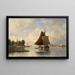 Hollandse rivierlandschap met zeilboten schilderij - François Carlebur de Dordrecht — ingelijst kunstwerk aan de muur
