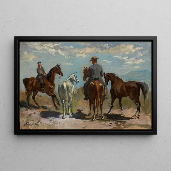 Horses and riders - Frank Buchser — framed artwork on a wall