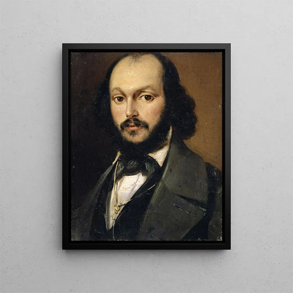 Portrait of a bearded man - Frank Buchser — framed artwork on a wall