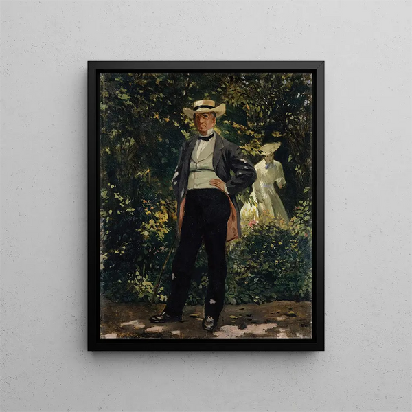 Portrait of the American Secretary of State William H. Seward in the garden - Frank Buchser — framed artwork on a wall